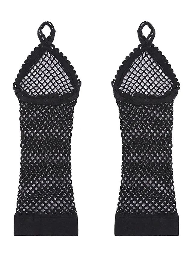 1 Pair Fishnet Fingerless Long Driving Black Gloves Leg Arm Cuff Party Wear Fancy Dress for Sexy Beautiful Arm Sleeve for Women