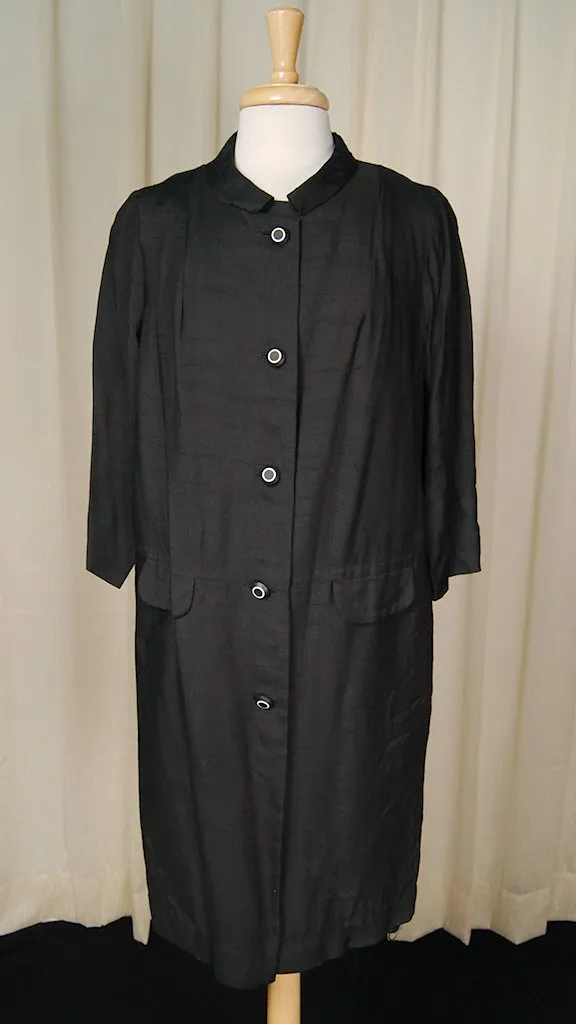 1960s Vintage Black Shift Dress w Coat