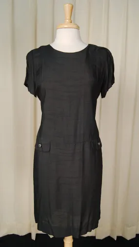 1960s Vintage Black Shift Dress w Coat