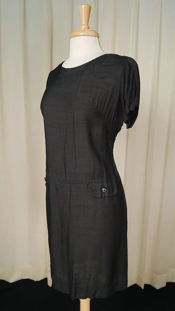 1960s Vintage Black Shift Dress w Coat