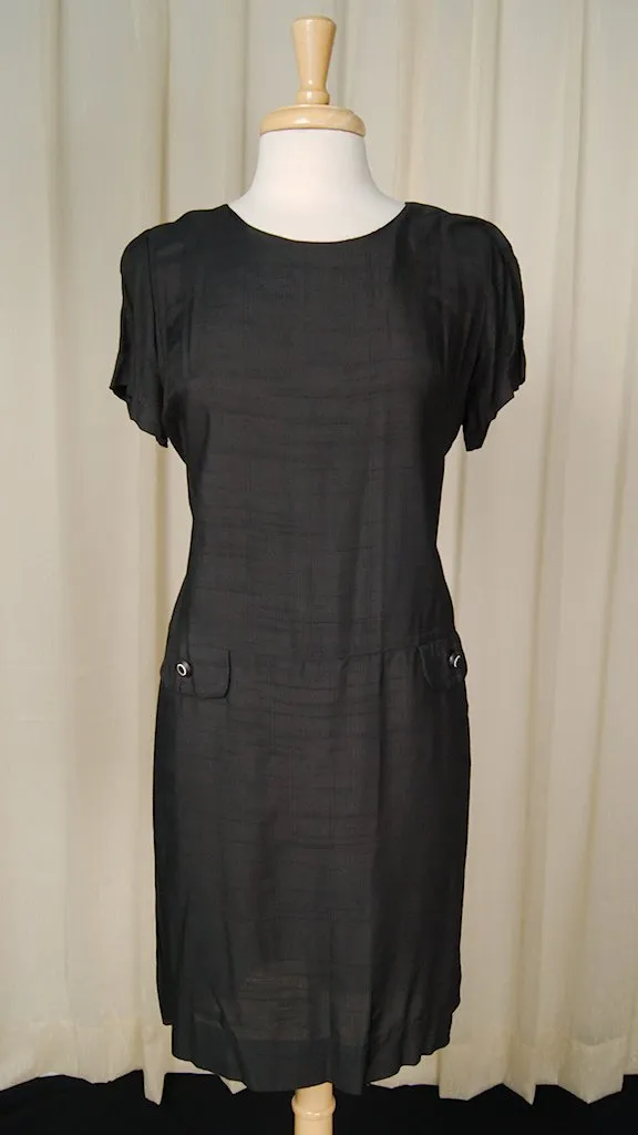 1960s Vintage Black Shift Dress w Coat