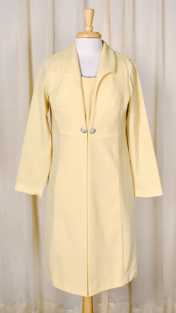 1960s Vintage Pale Yellow Dress Set