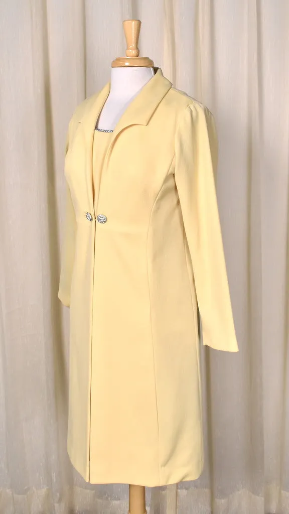 1960s Vintage Pale Yellow Dress Set