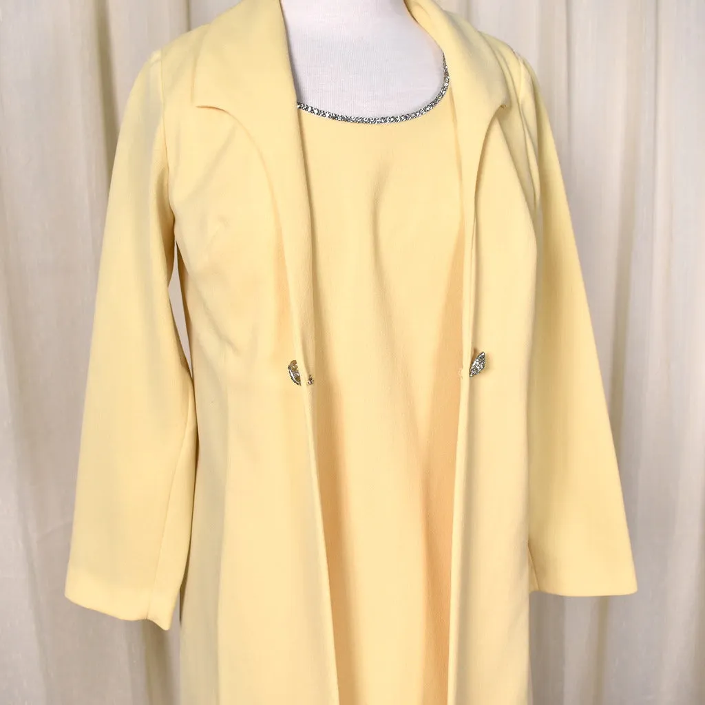 1960s Vintage Pale Yellow Dress Set