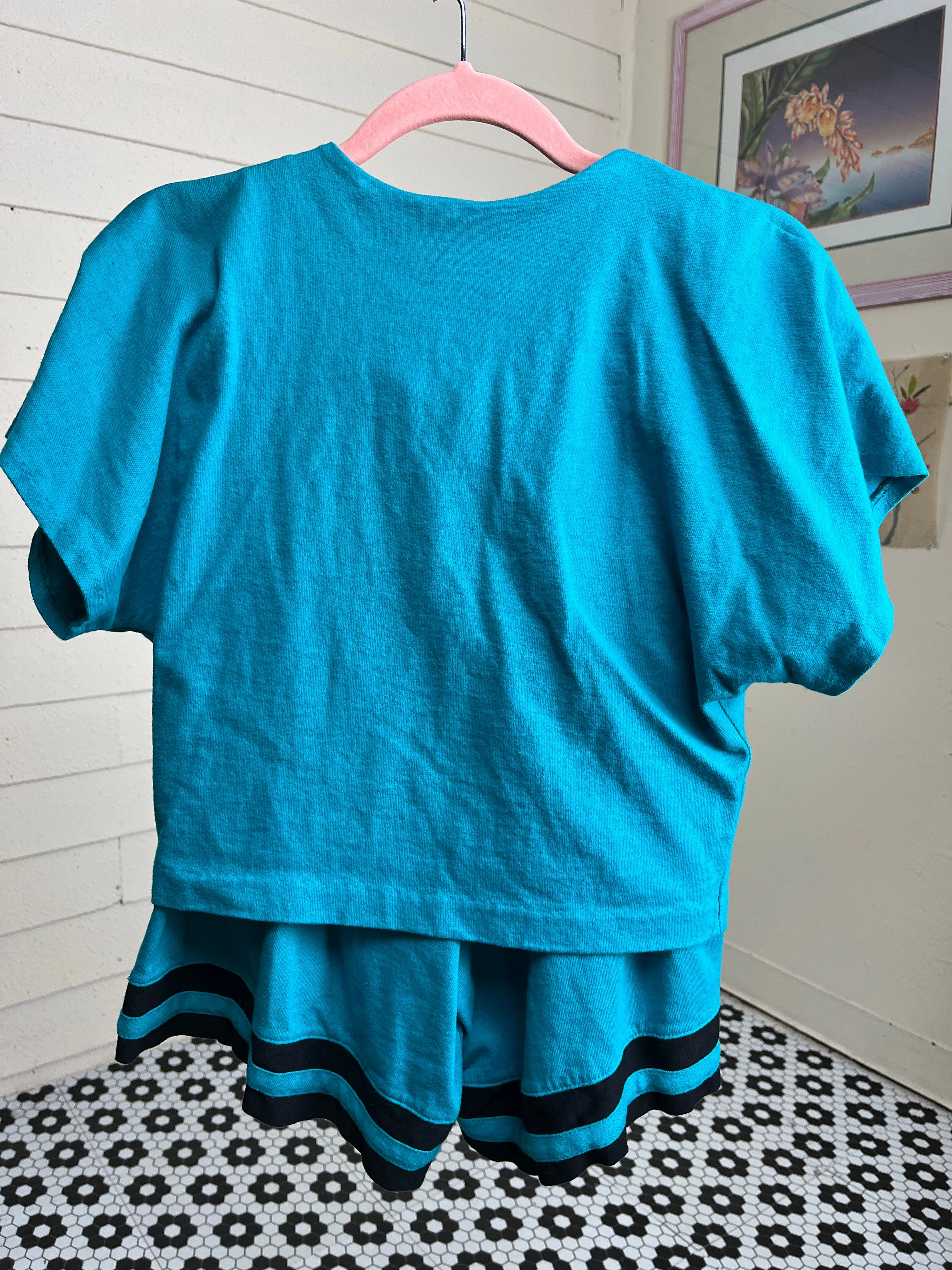 80s BLUE CROPPED BLAZER AND SHORTS SET