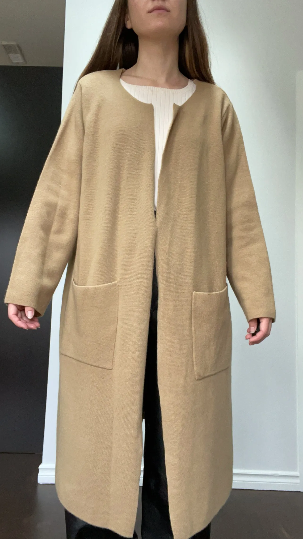90s Camel Wool-Blend Longline Duster M-XL 