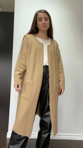 90s Camel Wool-Blend Longline Duster M-XL 