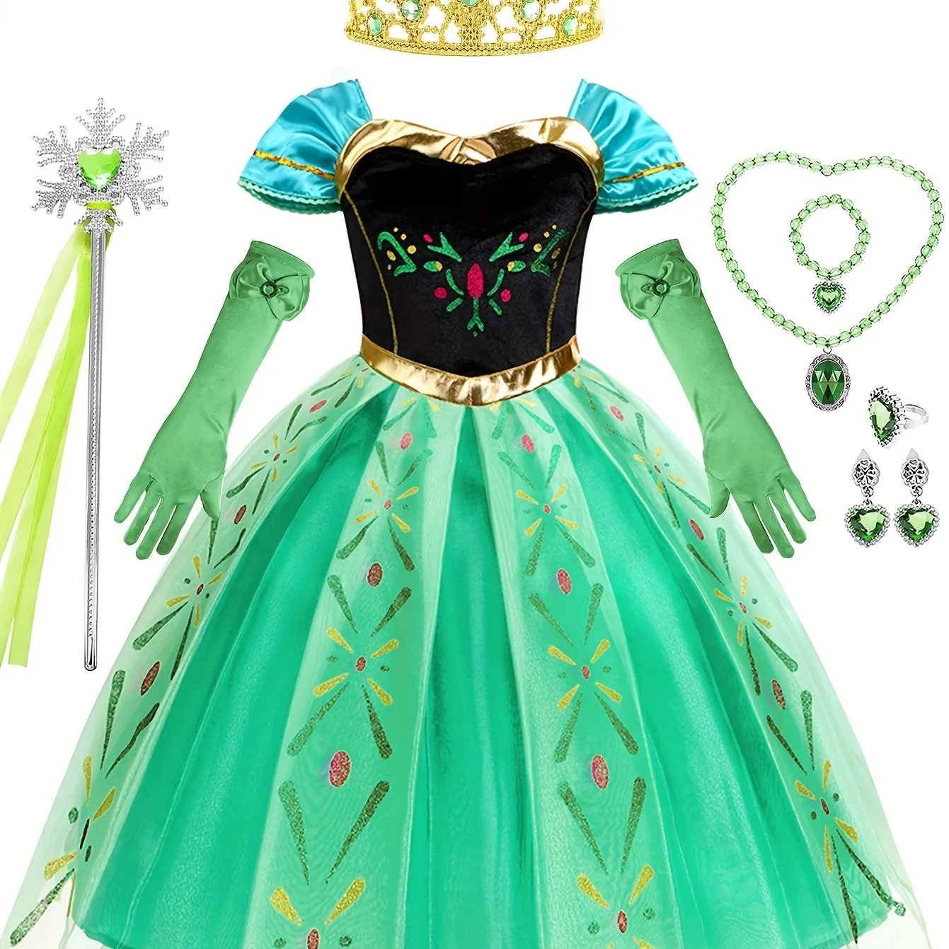 Anime Movie Character Cosplay Costume & Accessories, Girl's Velvet Mesh Stitching A-line Dress, Kid's Dress Up Outfits For Party Birthday Performance, As Gift