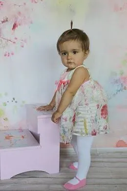 BABY GIRL TIGHTS with pink shoe-design. Comfort waist & anti-slip soles. 0-6 months