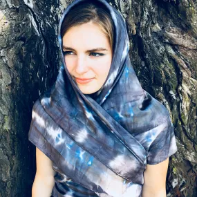 Charcoal Black Large Square Silk Scarf
