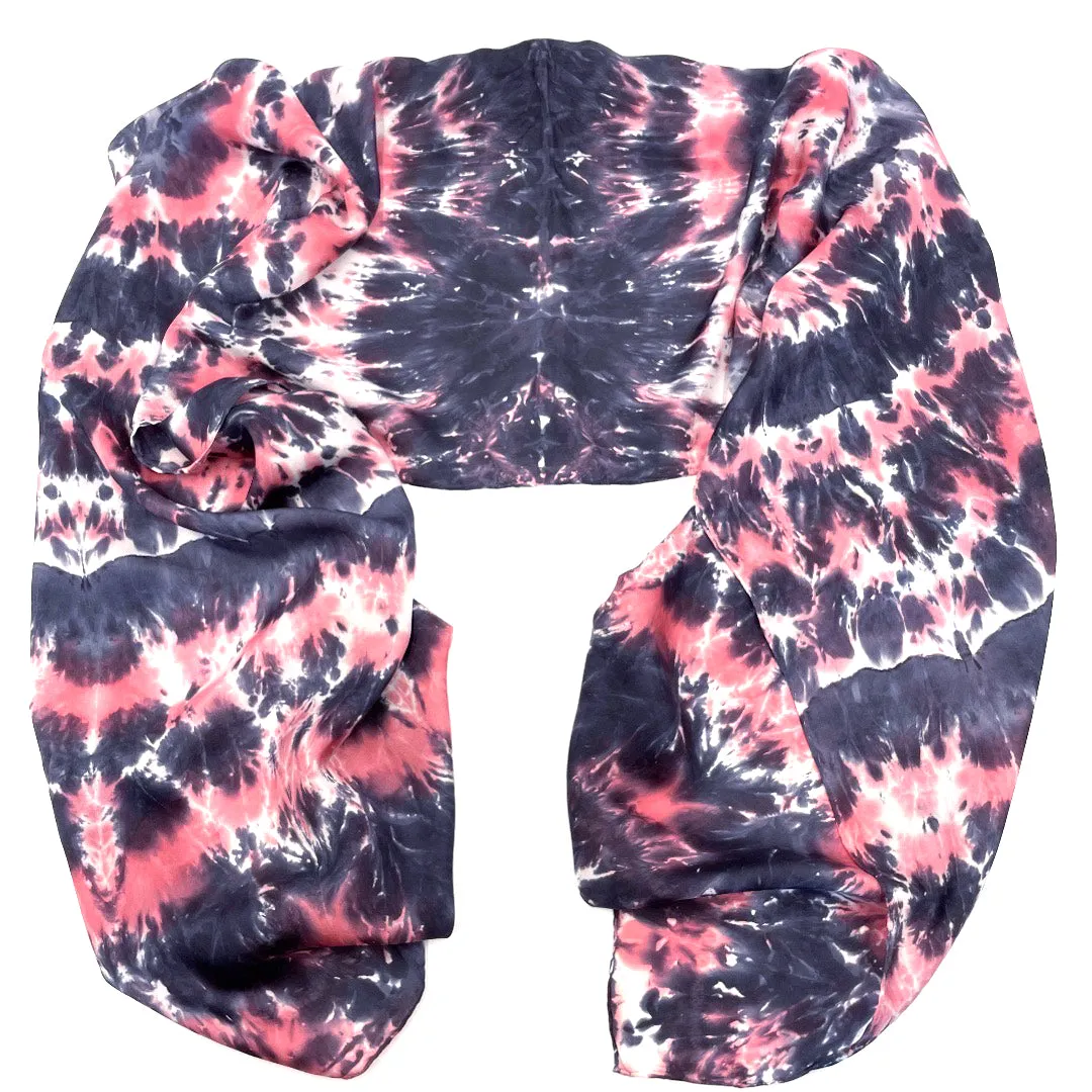 Coral Comet Silk Scarf Shawl