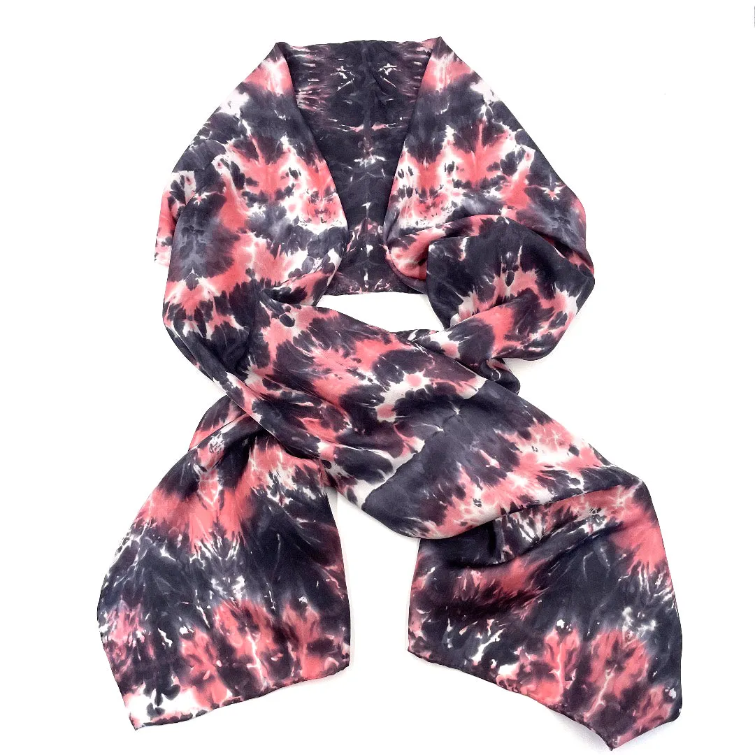 Coral Comet Silk Scarf Shawl
