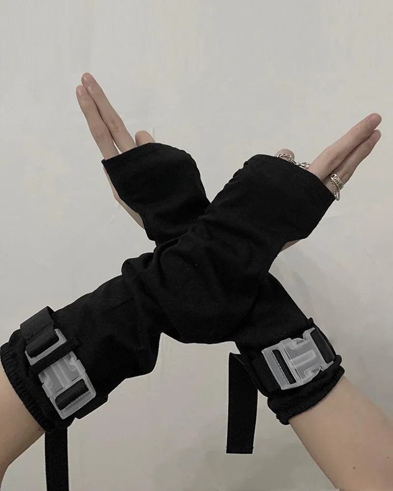 Forever Young Futuristic Buckle Gloves