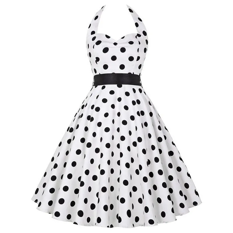 Funki Buys | Dresses | Women's Polka Dot Swing Halter Dress