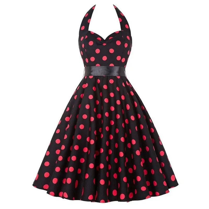Funki Buys | Dresses | Women's Polka Dot Swing Halter Dress