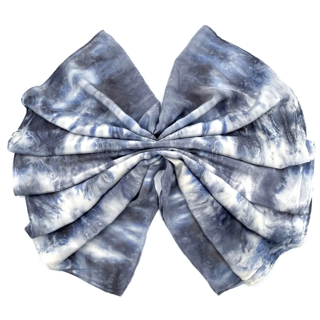 Gray, White, and Blue Silk Scarf