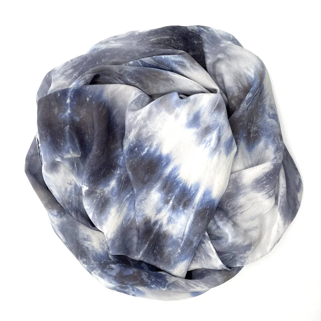 Gray, White, and Blue Silk Scarf