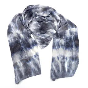 Gray, White, and Blue Silk Scarf
