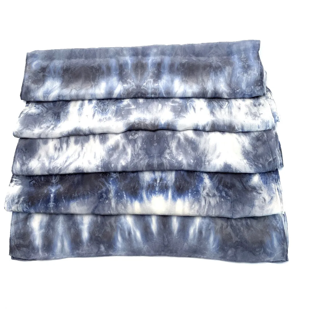Gray, White, and Blue Silk Scarf
