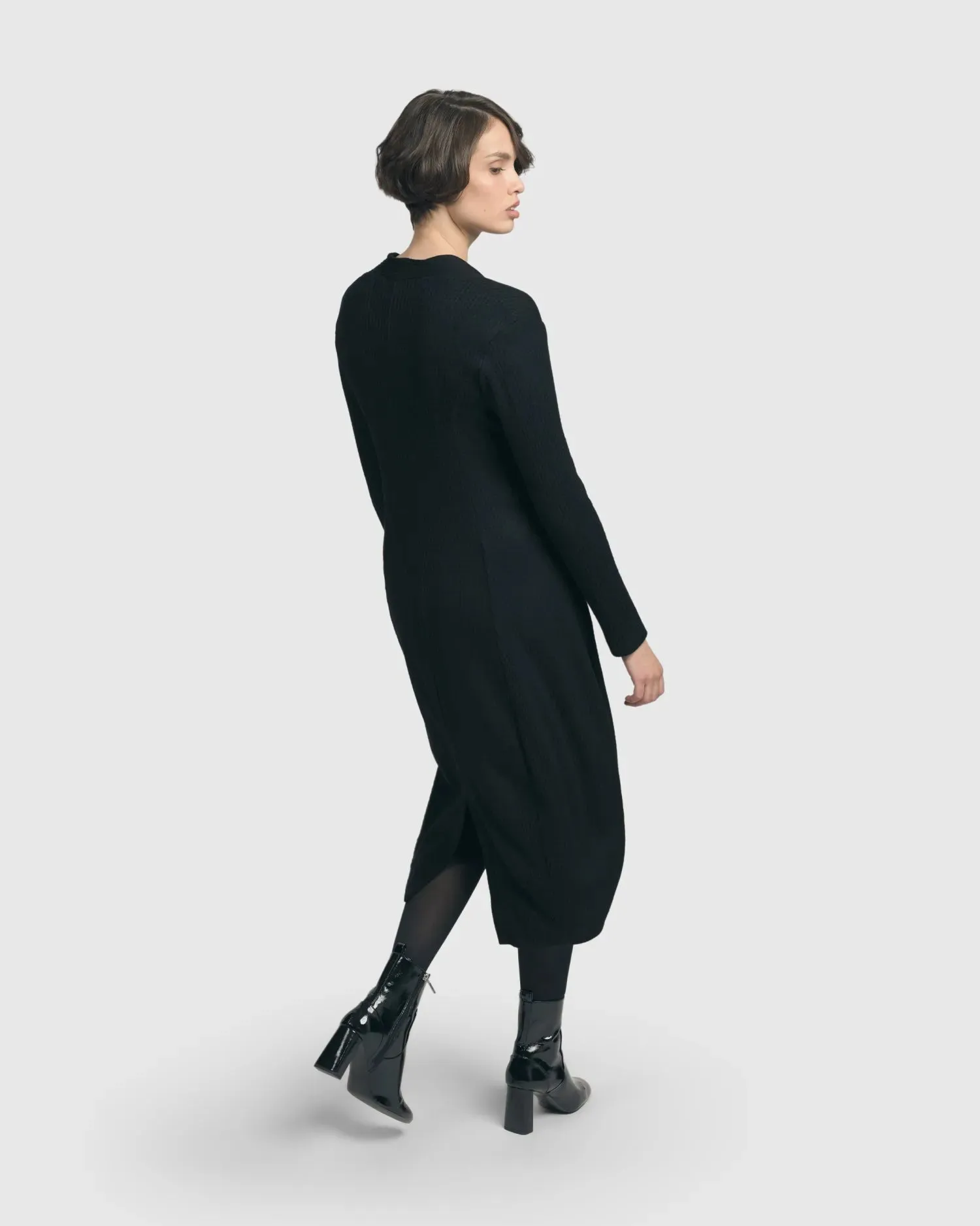 Legend Waffle Cocoon Dress, Black