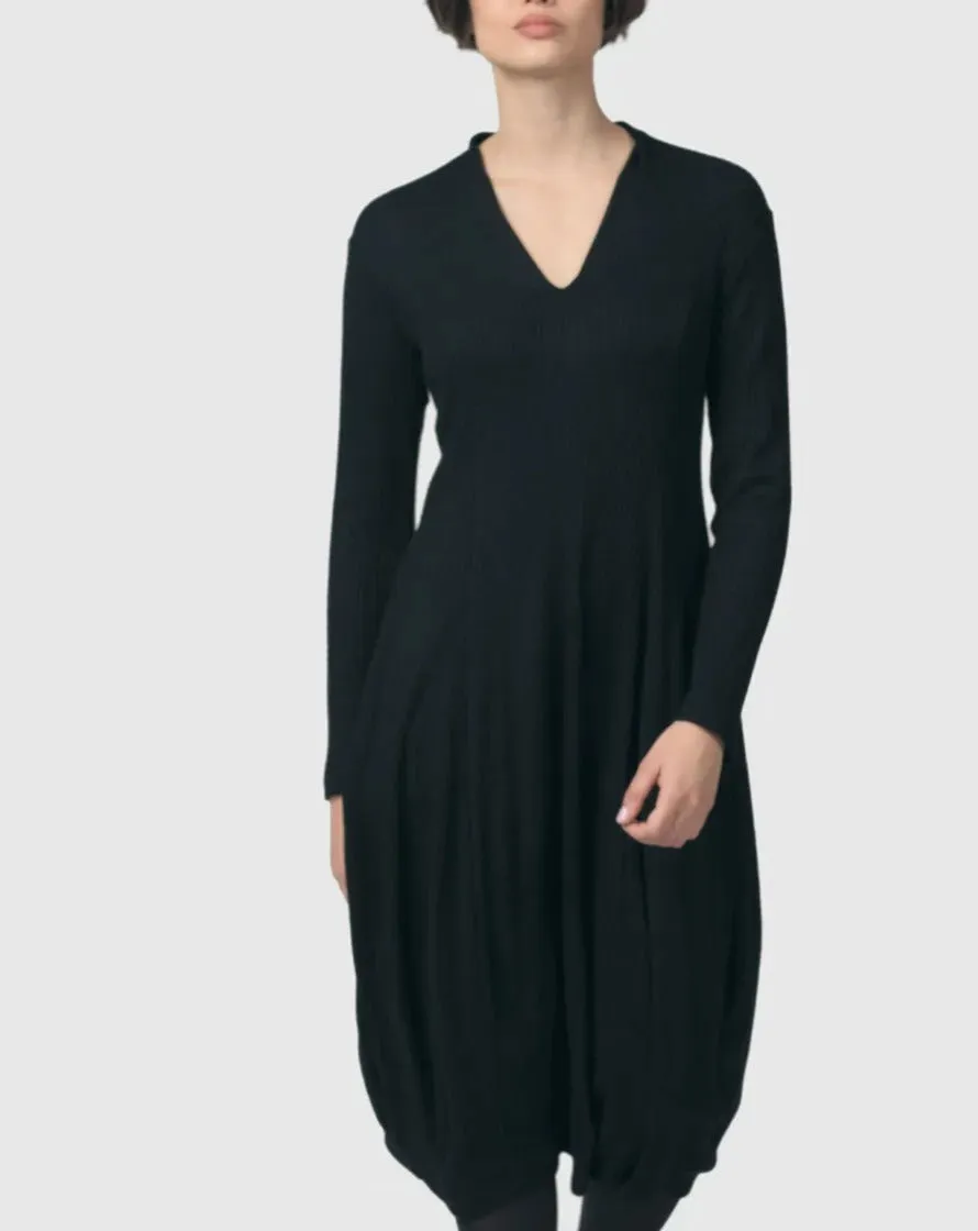 Legend Waffle Cocoon Dress, Black