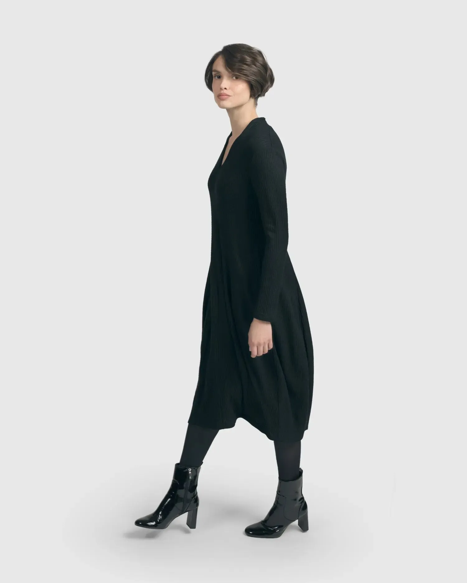 Legend Waffle Cocoon Dress, Black