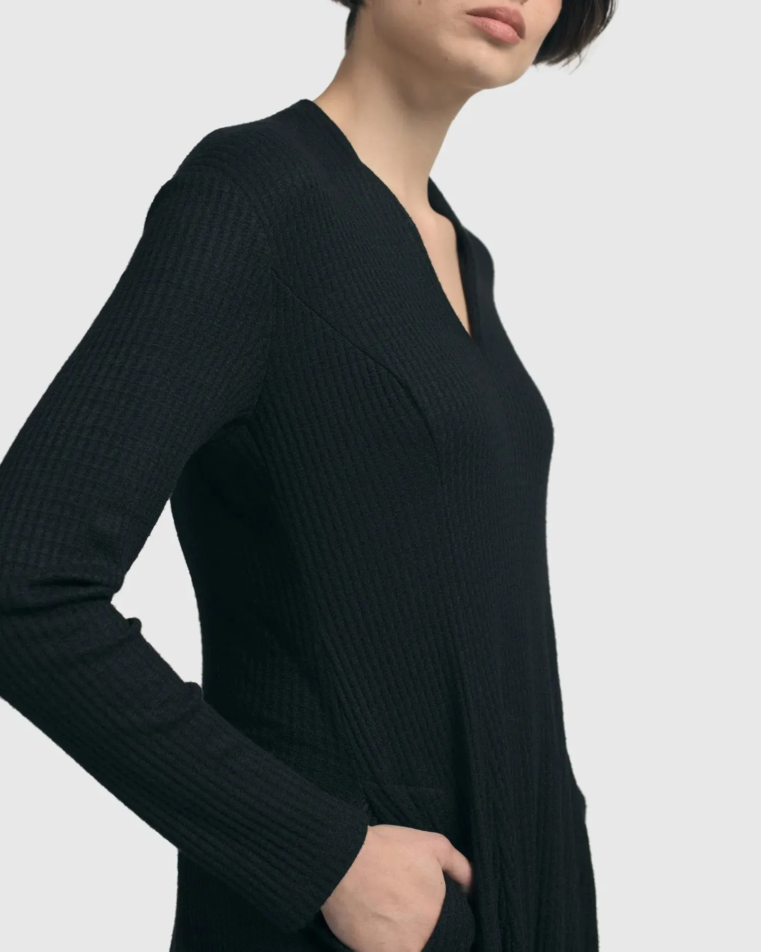Legend Waffle Cocoon Dress, Black