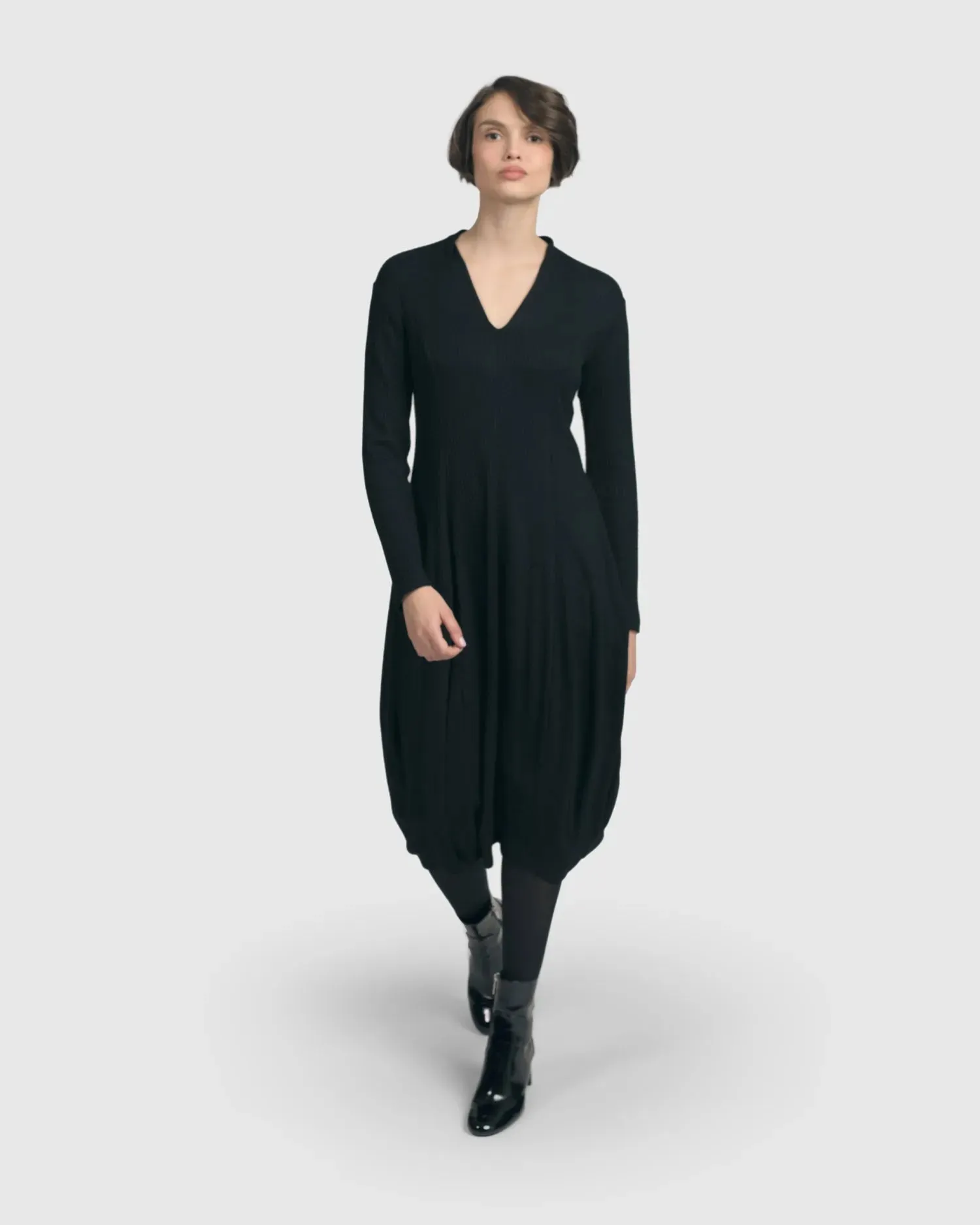 Legend Waffle Cocoon Dress, Black