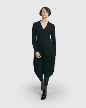Legend Waffle Cocoon Dress, Black