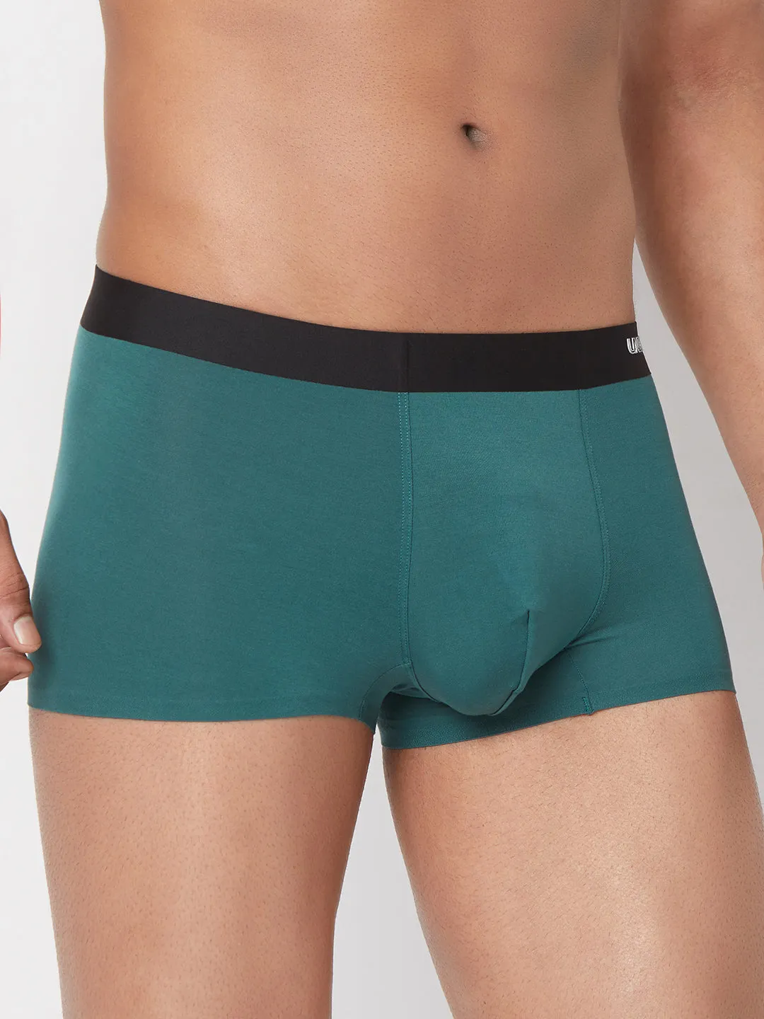 Men Green Solid Super Premium Bonded Elastic Trunk - Underjeans By Spykar