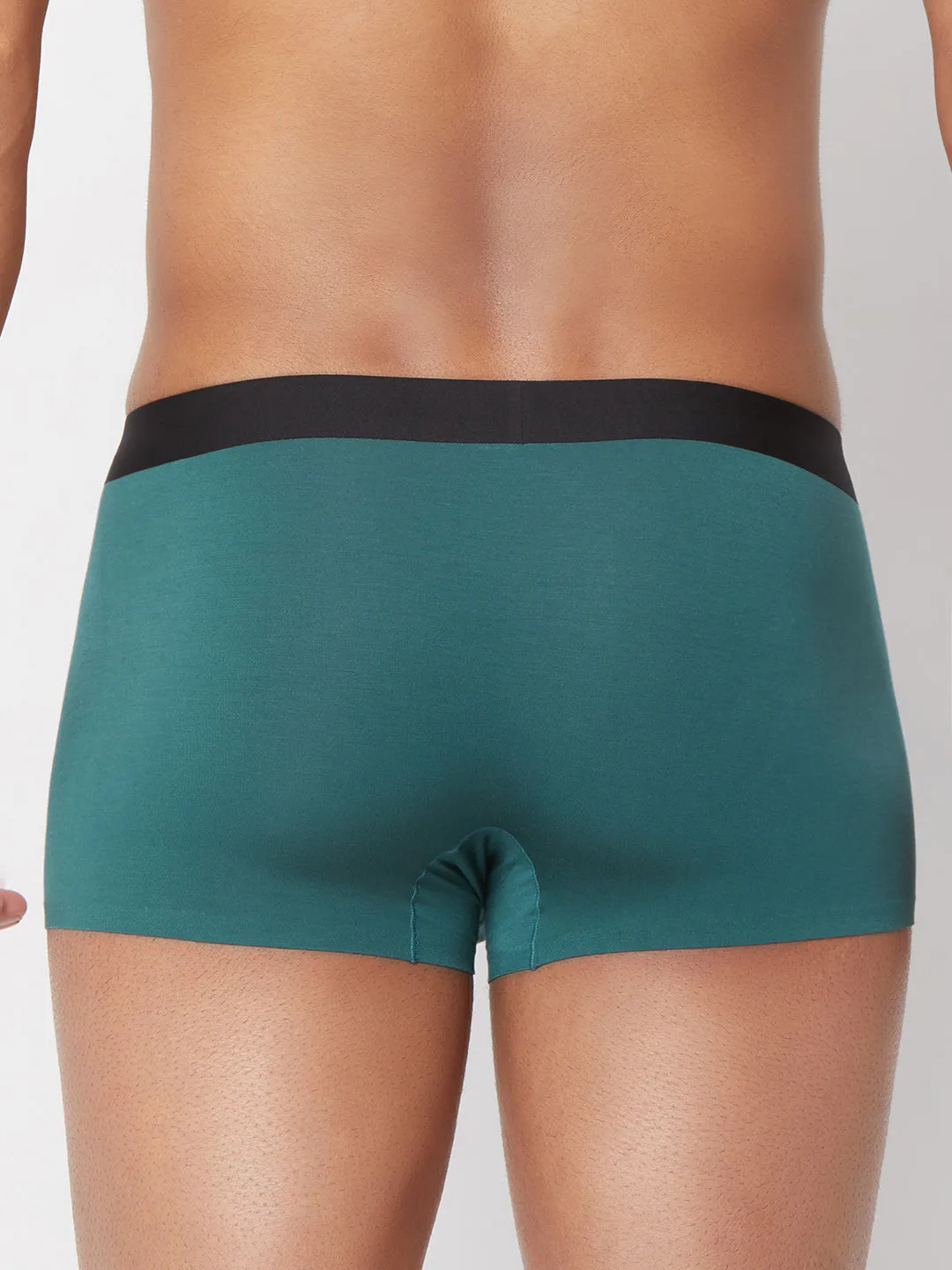 Men Green Solid Super Premium Bonded Elastic Trunk - Underjeans By Spykar