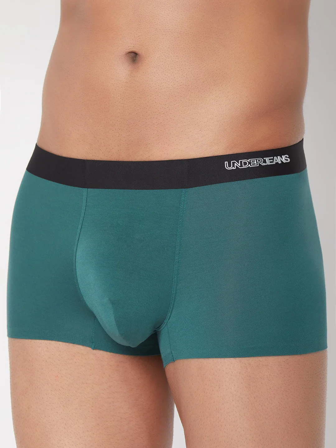 Men Green Solid Super Premium Bonded Elastic Trunk - Underjeans By Spykar