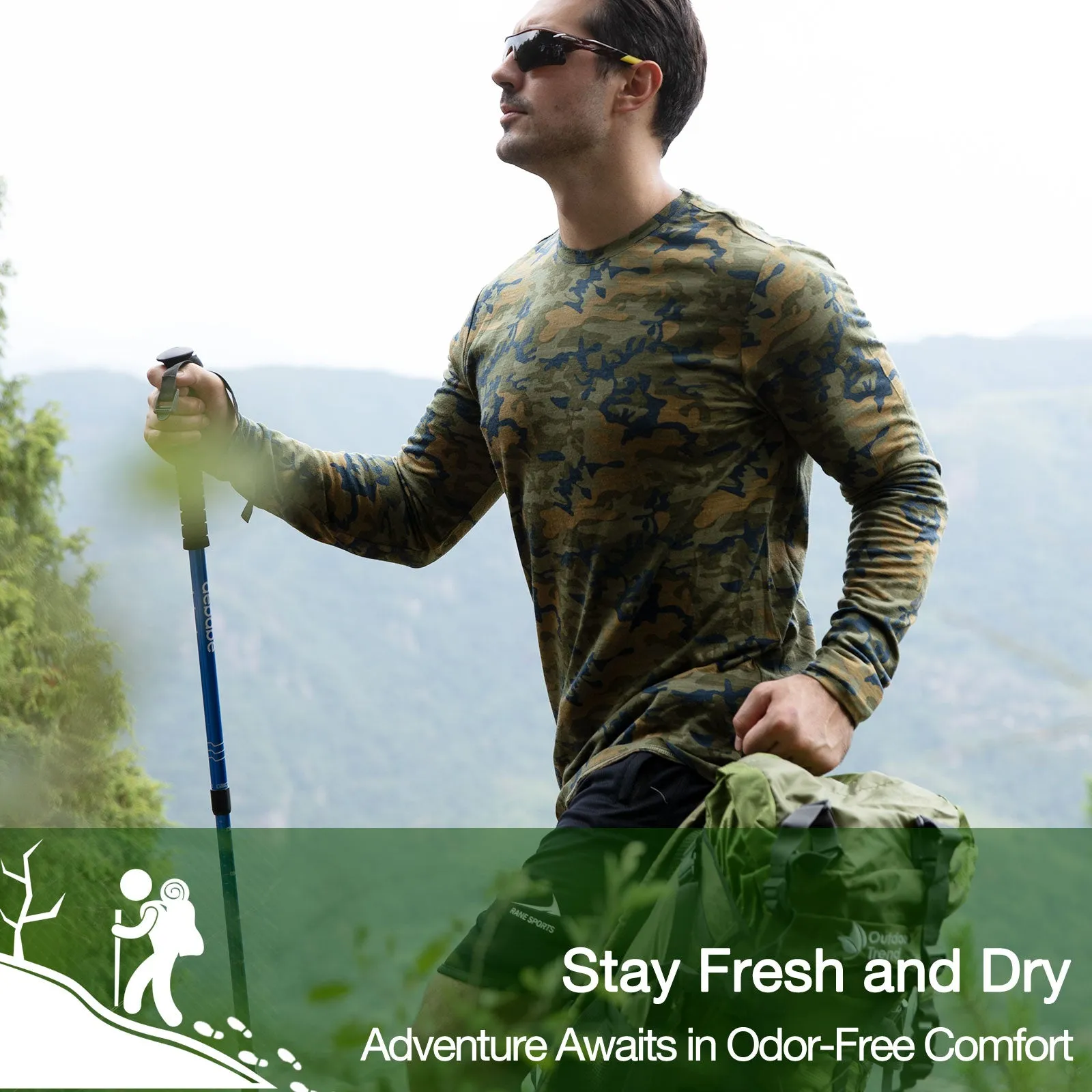 Men's Merino 170g Classic All-Season Base Layer Crew Camo