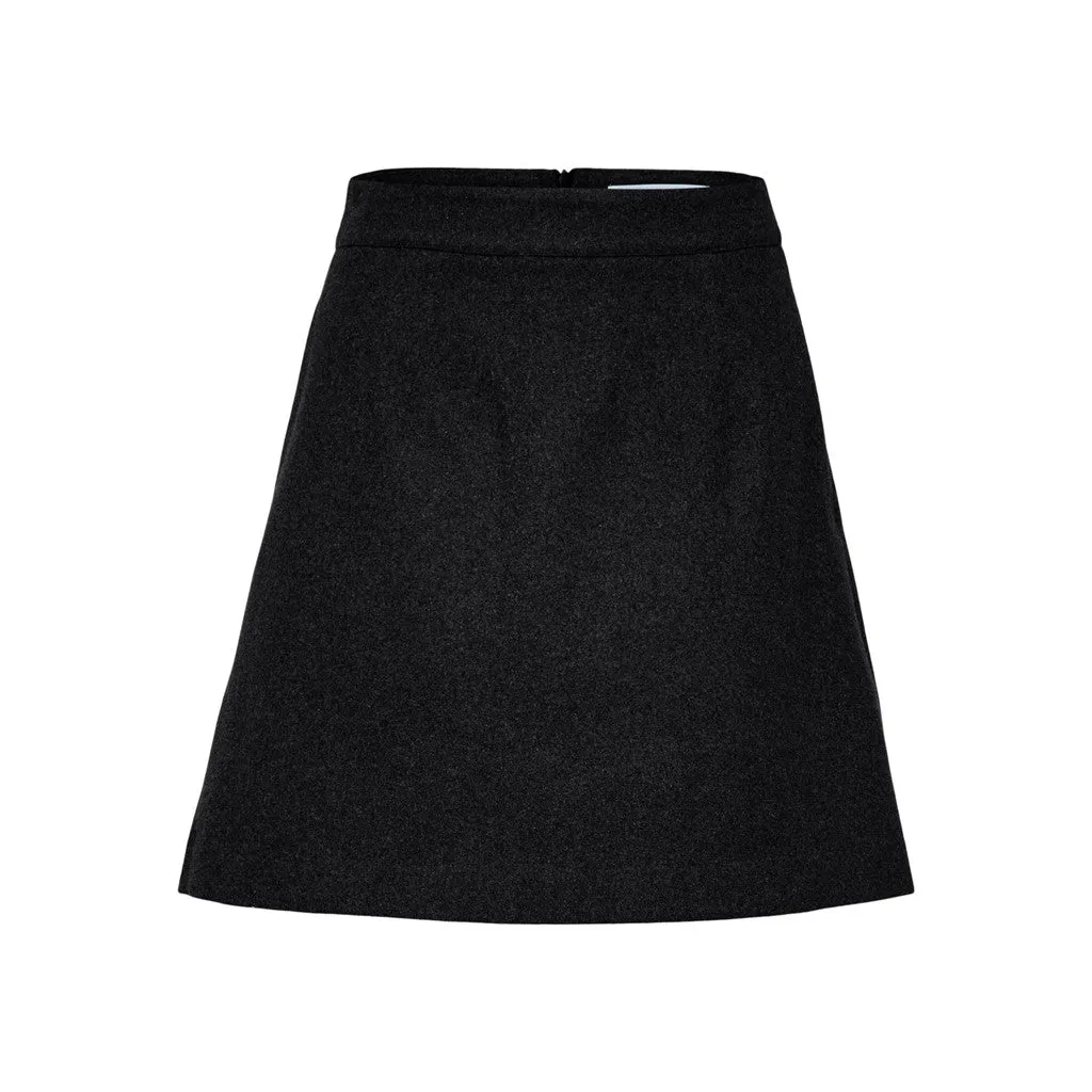 Mercy-Ula HW Mini Wool Skirt - Black