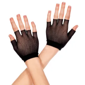 Music Legs Fingerless Fishnet Wrist-Length Gloves