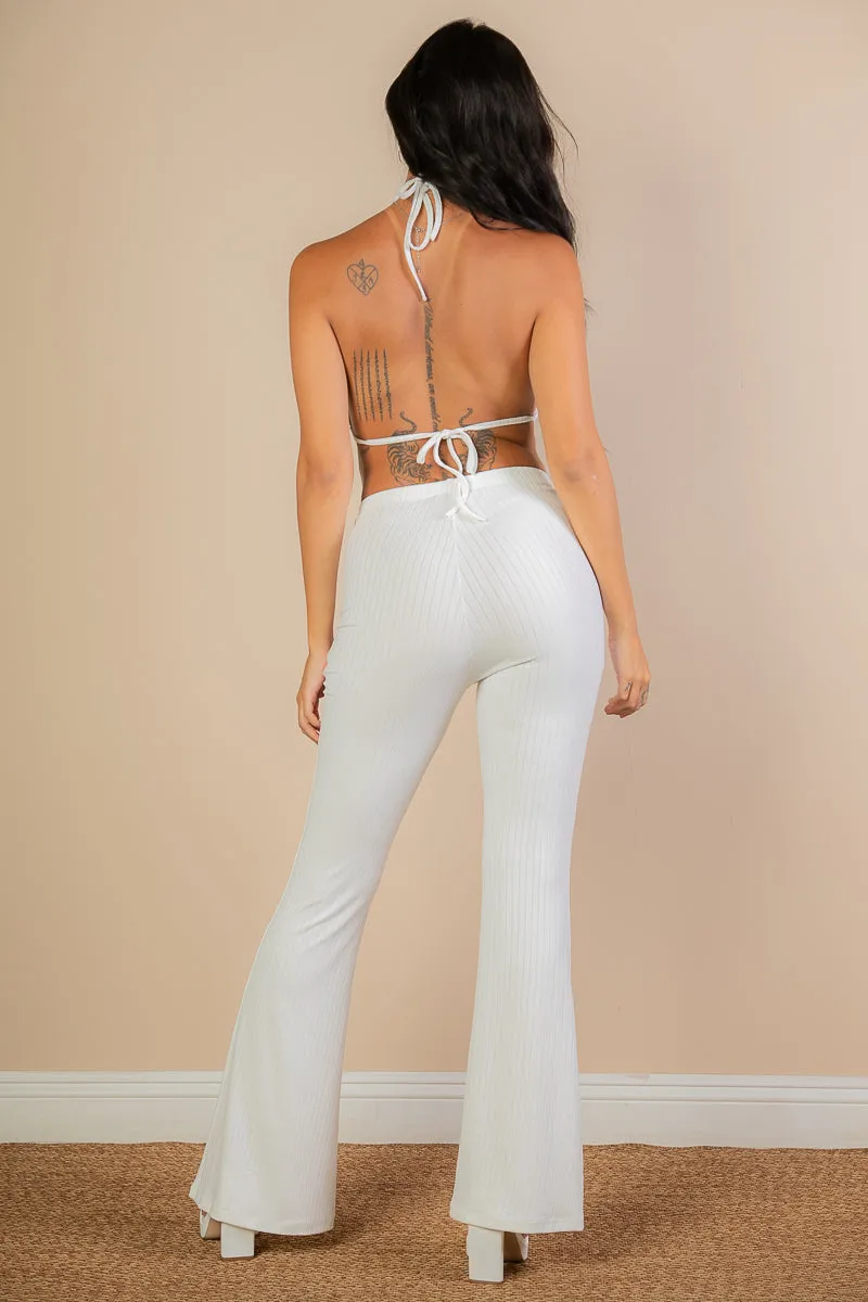 Not So Basic Split Hem Top And Flare Pant Set