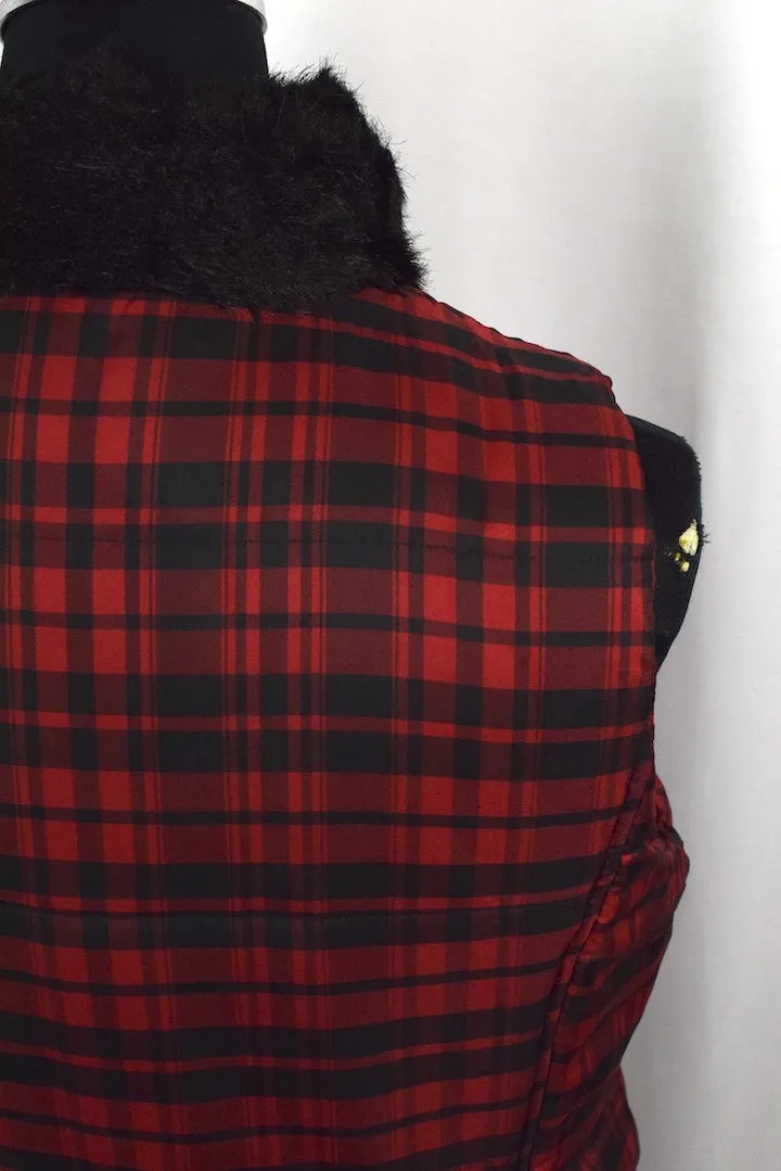 Red Checkered Chaps Brand Puffer Vest