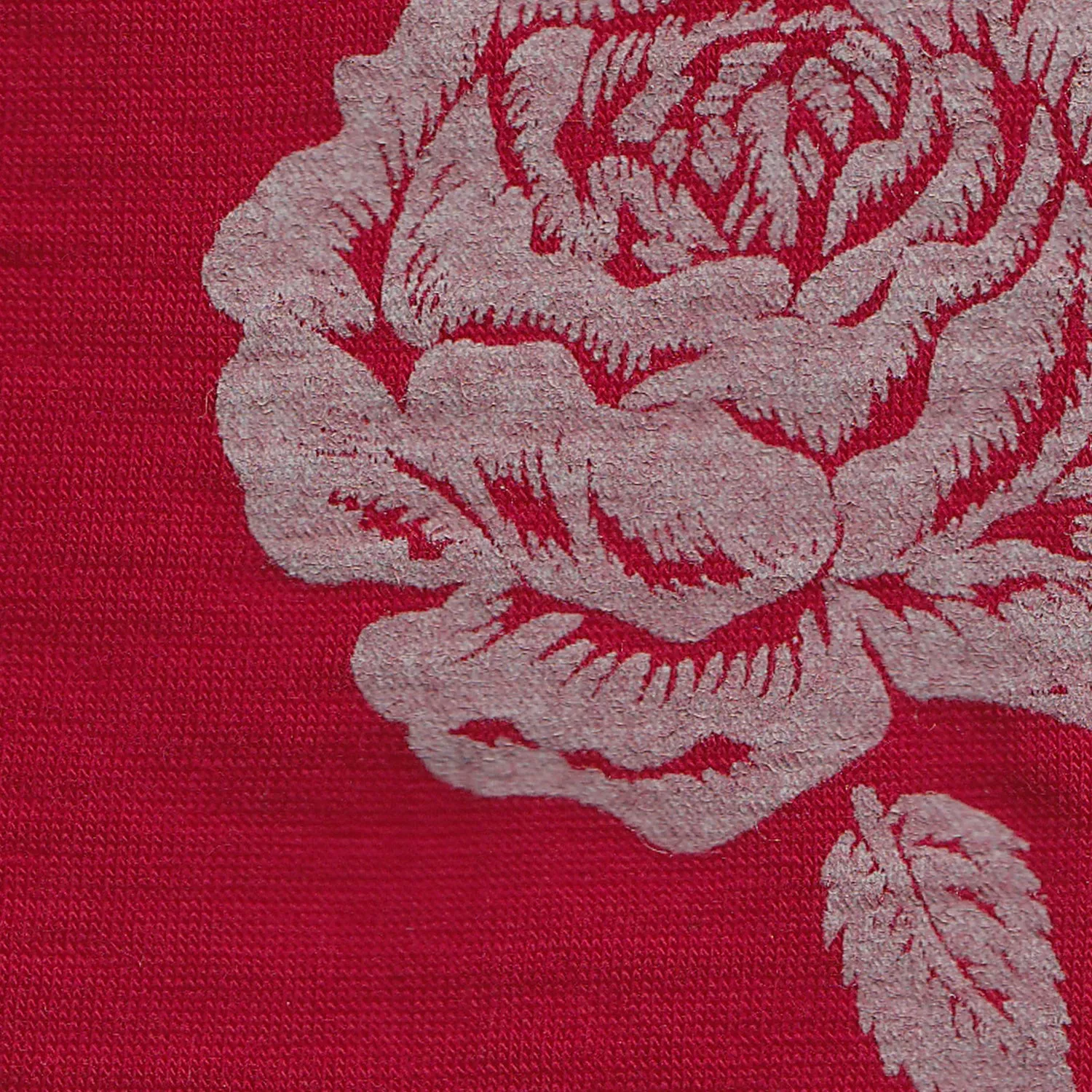 Red hobo length rose print merino fingerless gloves