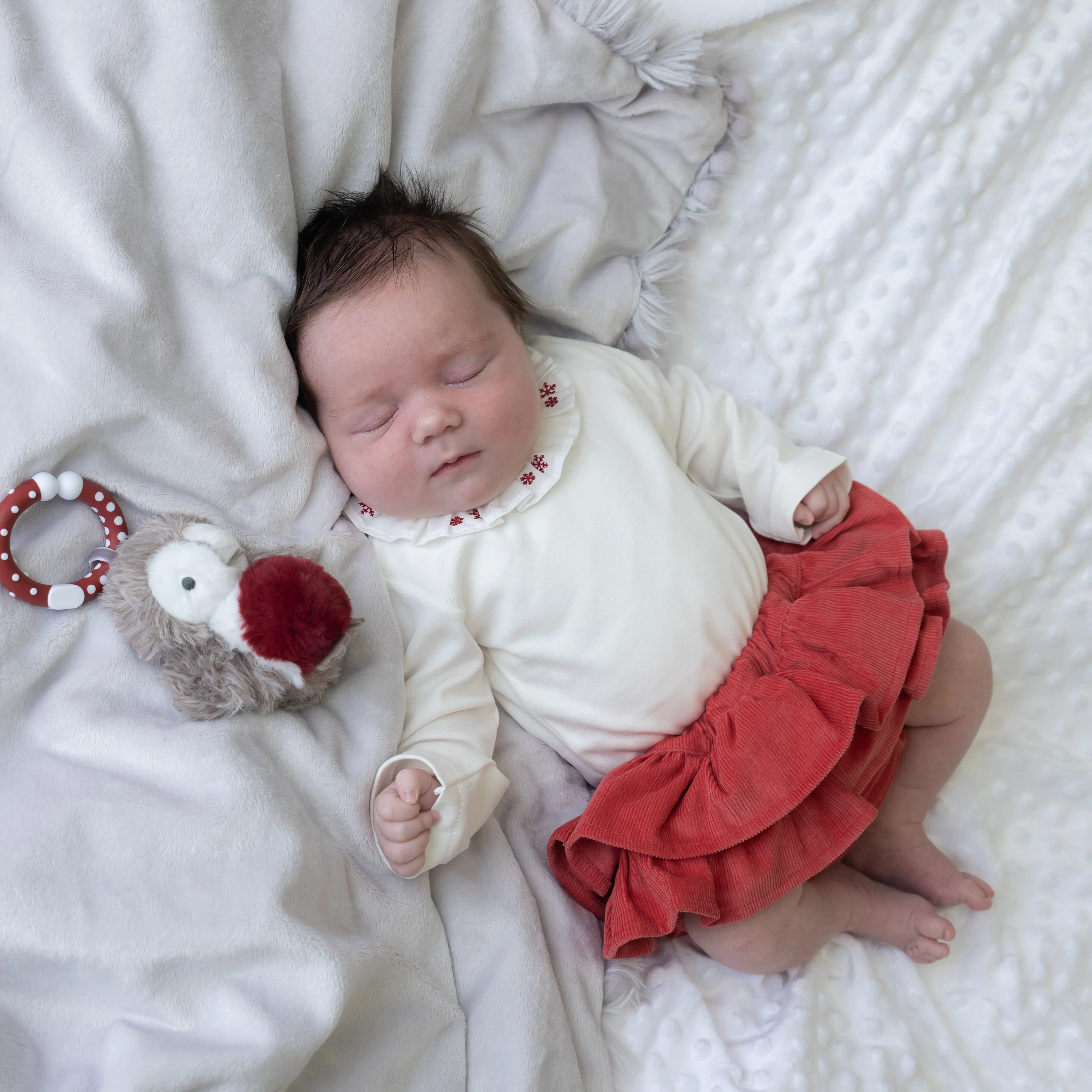 Red Snowflake Frill Vest with Red Bloomers