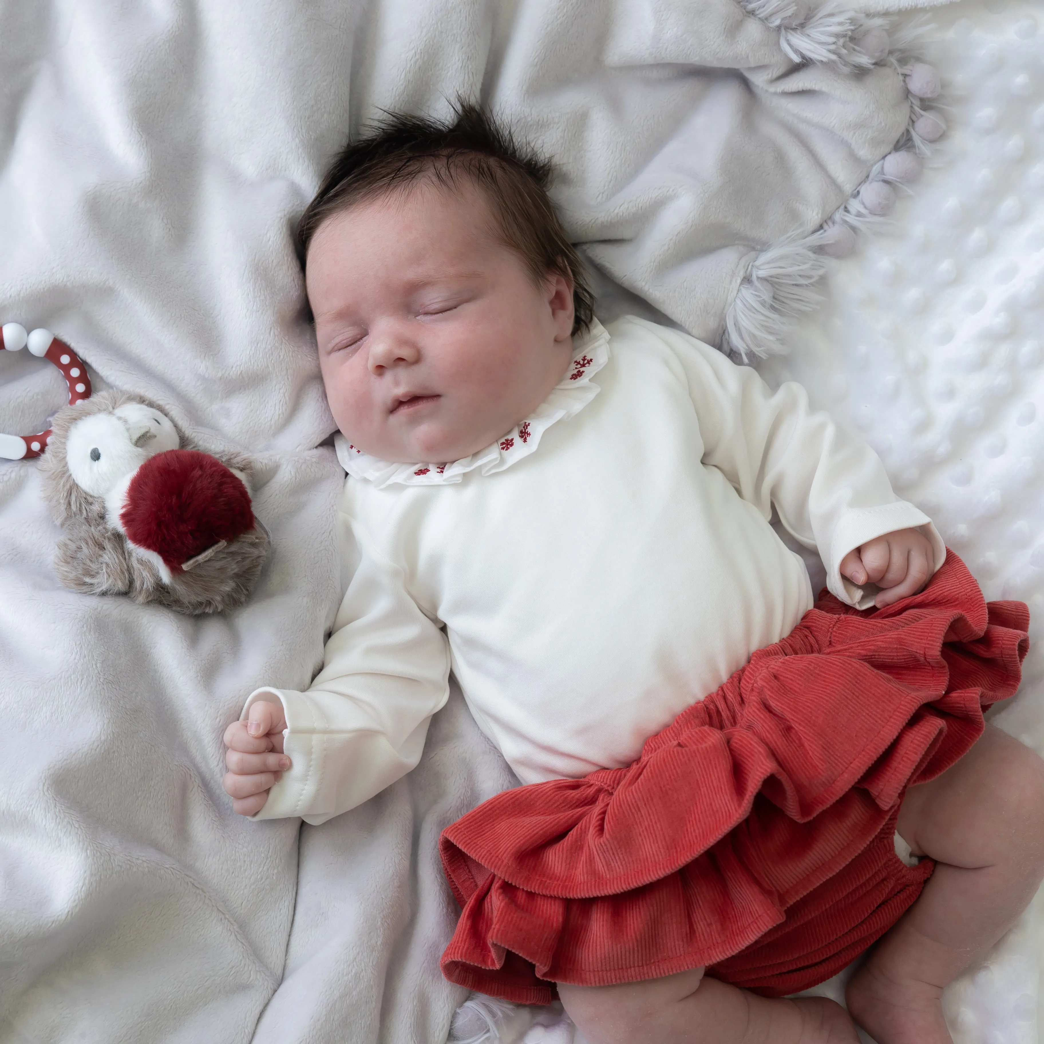 Red Snowflake Frill Vest with Red Bloomers