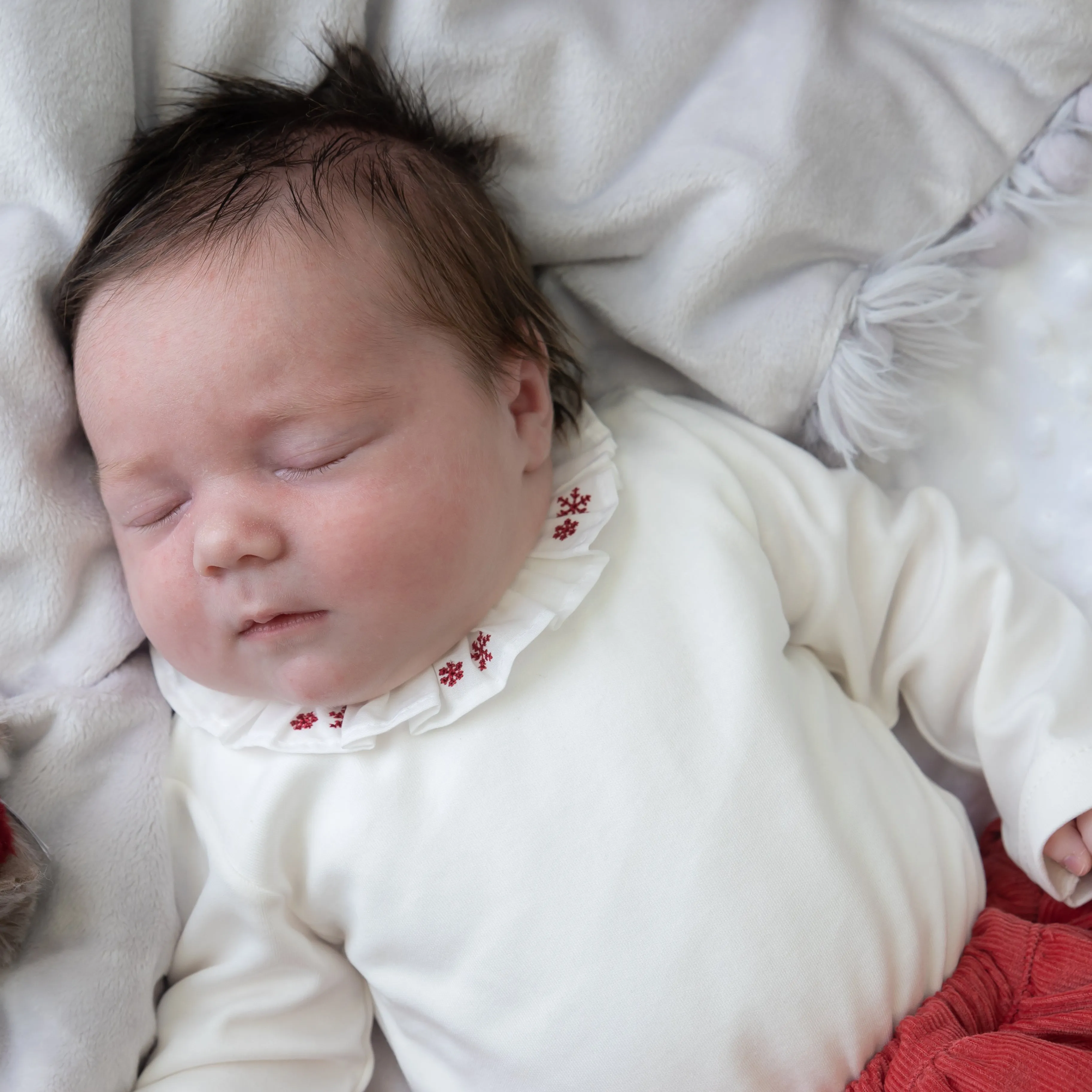Red Snowflake Frill Vest with Red Bloomers