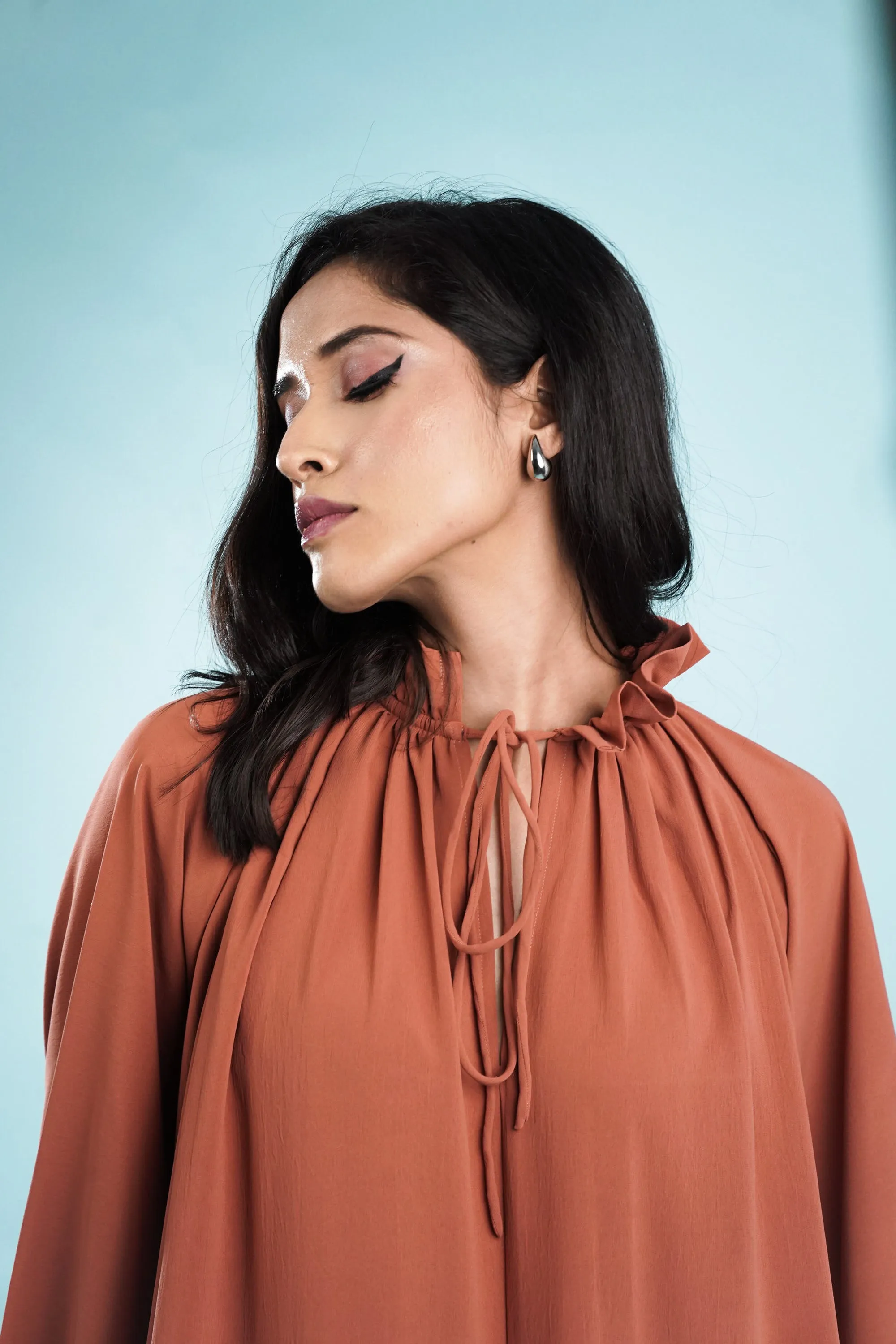 Salmon Ruffle Tunic Dress