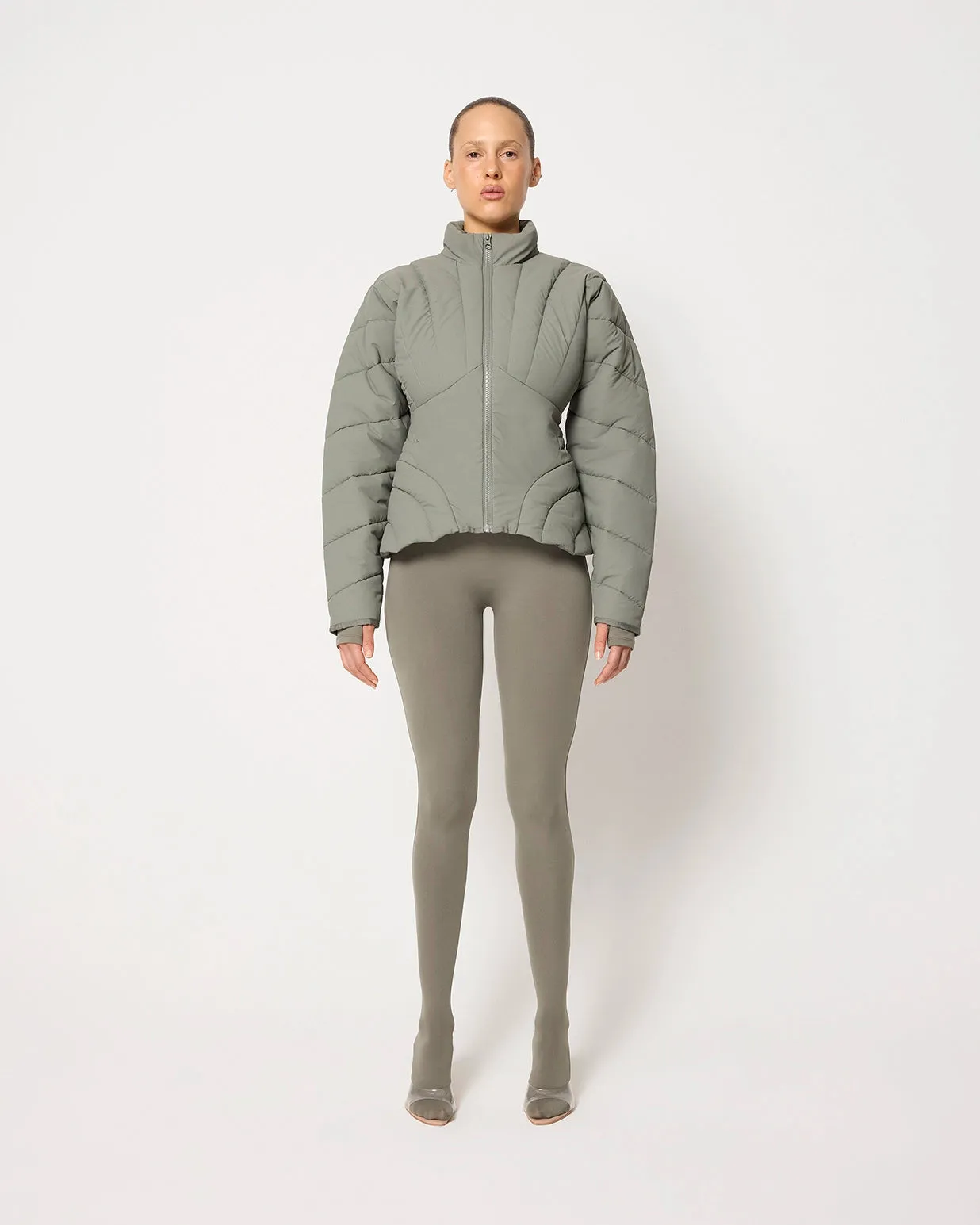 Sculpted Puffer Jacket | Dusty Olive