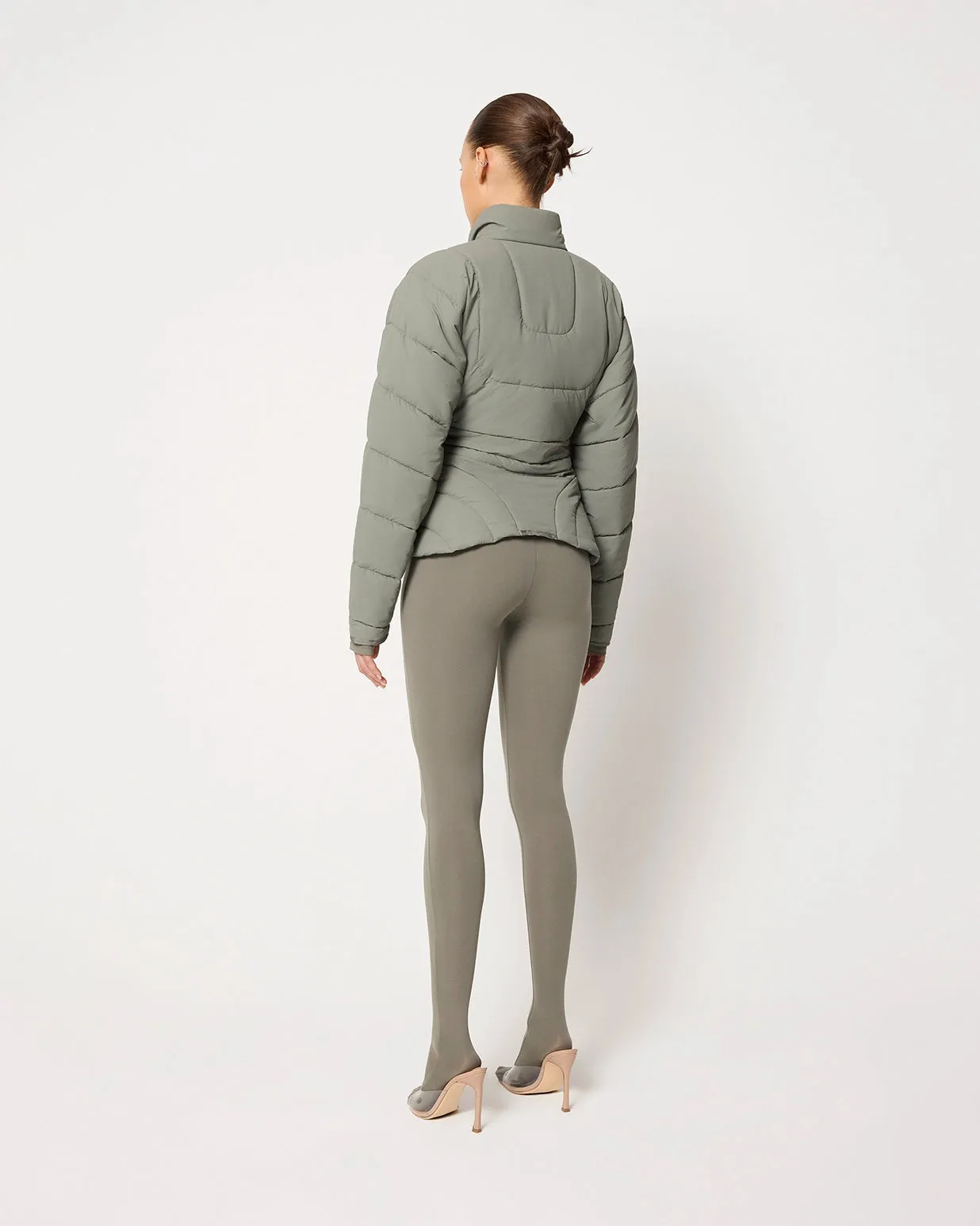 Sculpted Puffer Jacket | Dusty Olive
