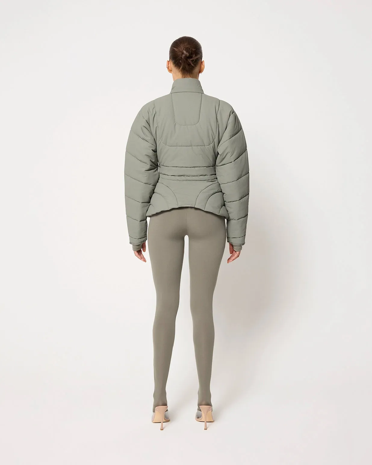 Sculpted Puffer Jacket | Dusty Olive