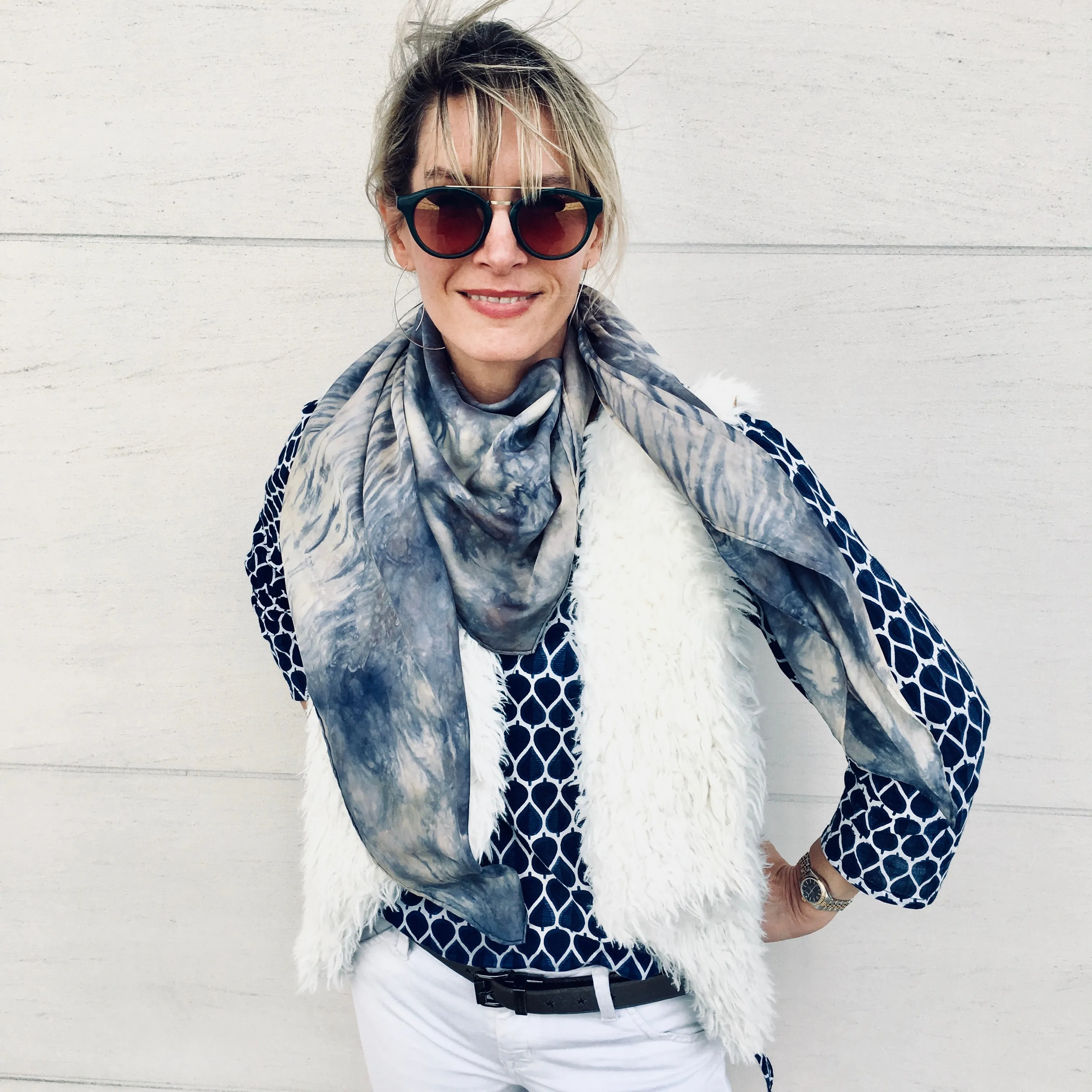 Slate Gray Large Silk Square Scarf