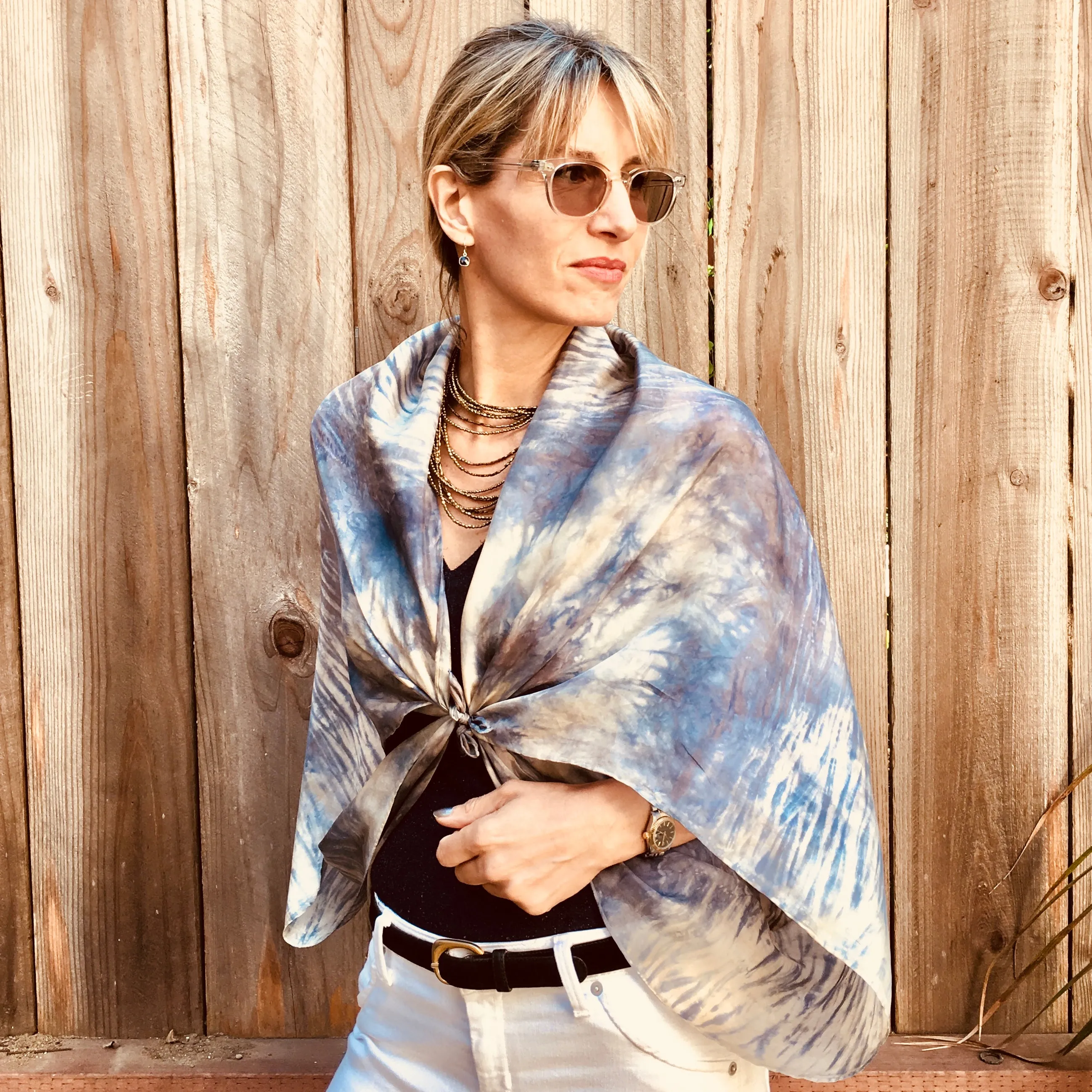 Slate Gray Large Silk Square Scarf