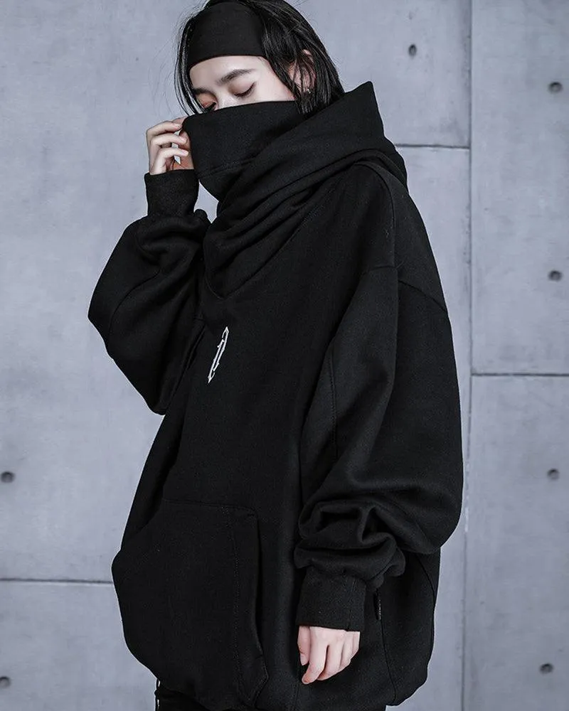 Techwear Unisex Turtleneck Scarf Mask Hoodie