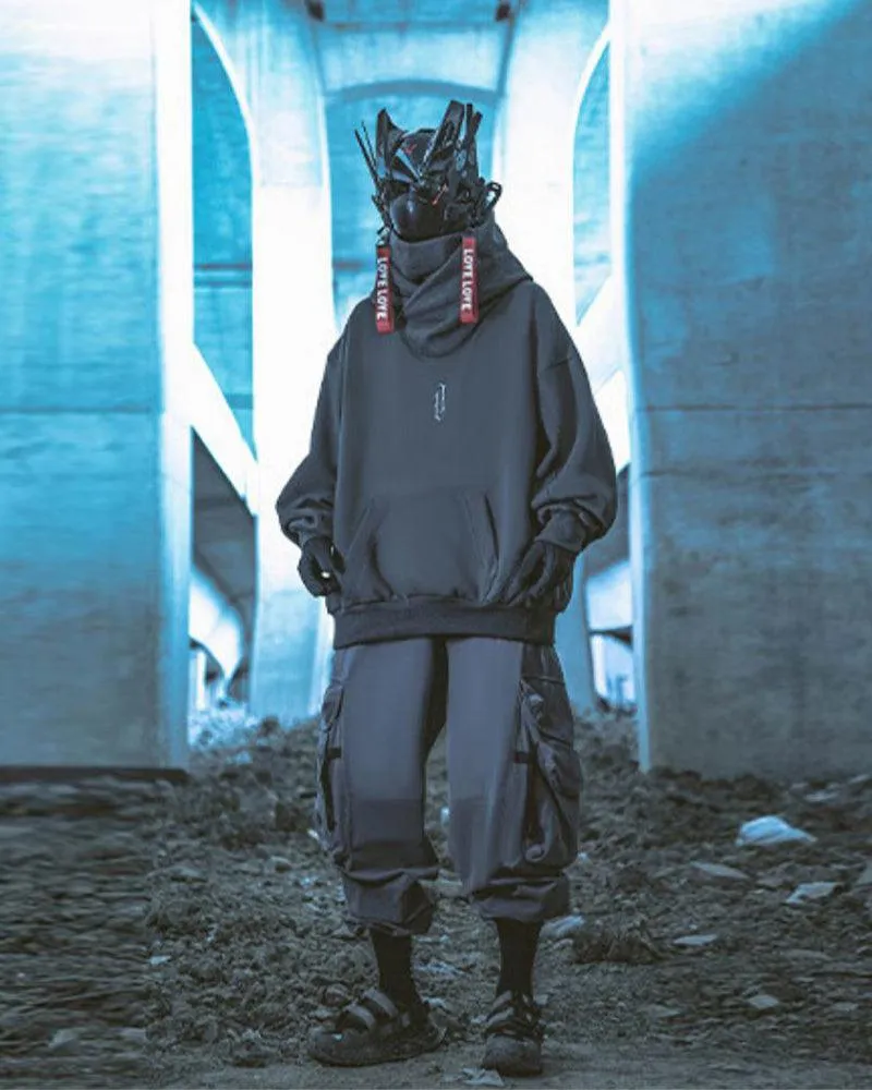 Techwear Unisex Turtleneck Scarf Mask Hoodie