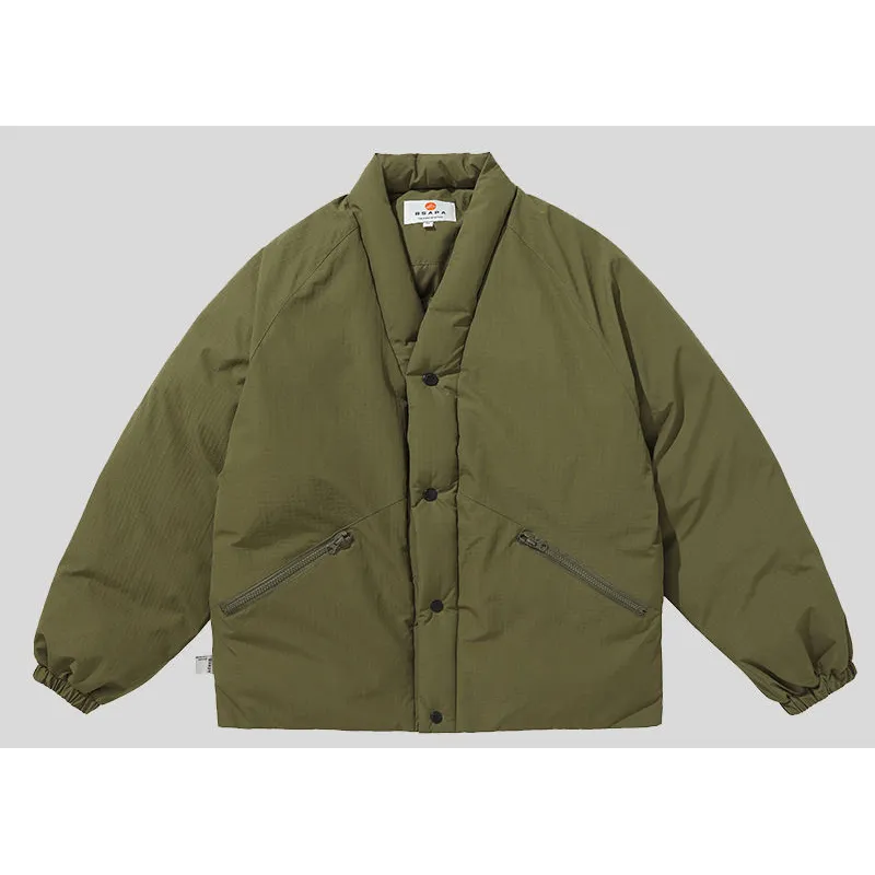 Trendy Loose Fit Y Neck Puffer Jacket